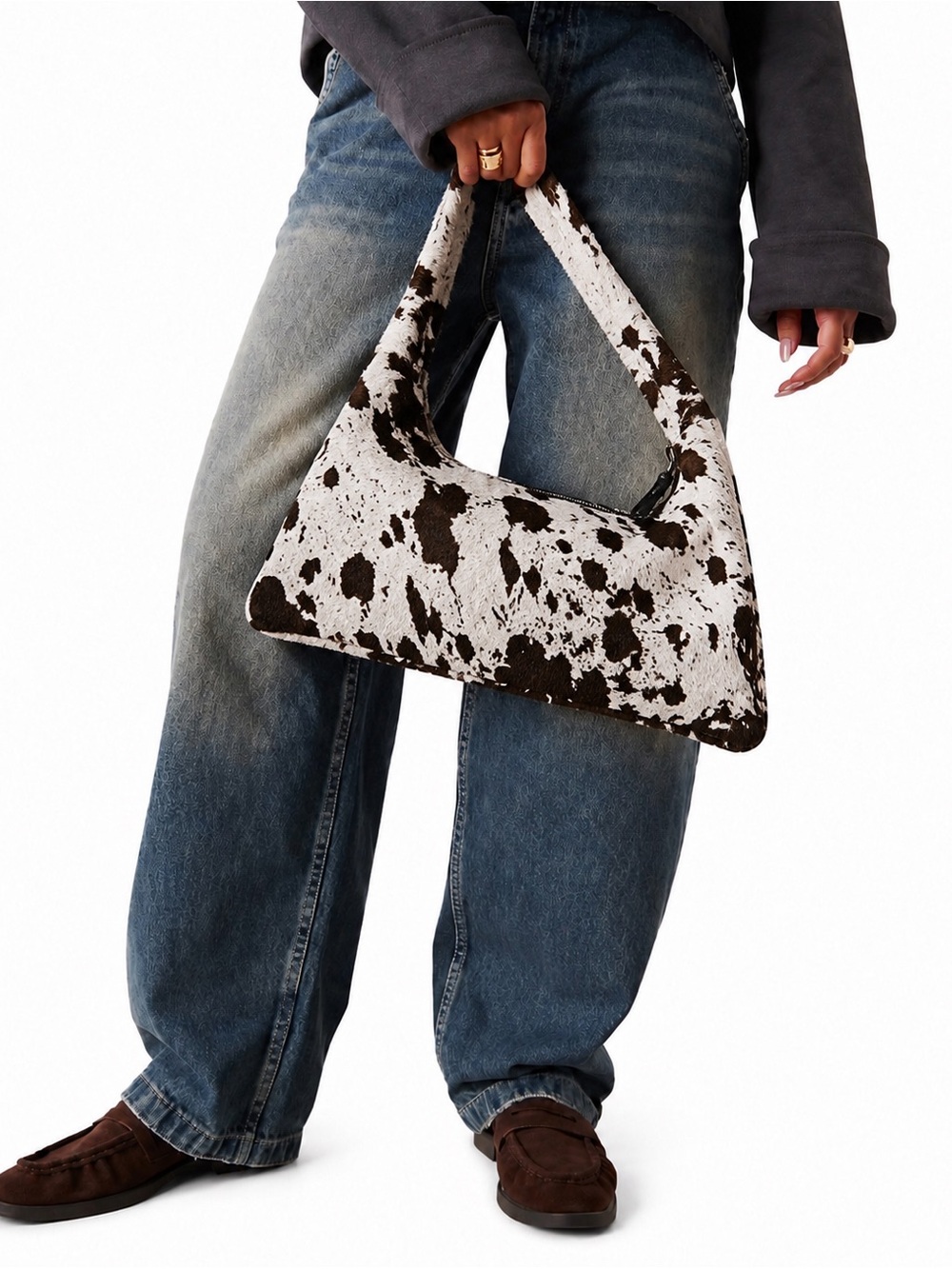 ASOS DESIGN Genuine Hair-On Cowhide Leather
Trapeze Shoulder Bag Sold Out